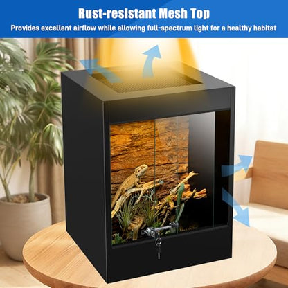 65 Gallon PVC Tall Reptile Terrarium Tank 36x23.6x17.7 Bearded Dragon Tank, Front Opening Reptile Enclosure Habitat with Tempered Glass & Sliding Door for Leopard Geckos, Snakes, Ball Pythons, Lizards - size: 65Gallon