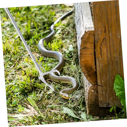 Stainless Steel Snake Catcher Clip Reptile Grabber with Lock Non-Slip Grip for Safe Snake Handling and Secure Capture in Garden and Zoo Use
