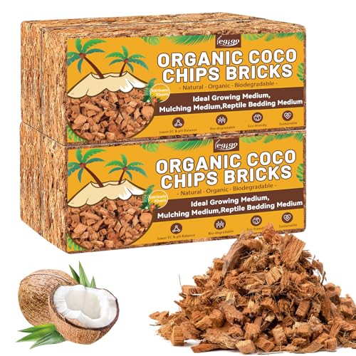 Legigo 4 Pack Coco Coir Chips for Plants- 4.4 LB 100% Organic Coconut Chips Brick Potting Mix with Low EC & PH Balance, Coconut Husk Substrate Coco Husk Mulch for Garden, Planting, Orchid and Soil Mix - color: 4 Pack