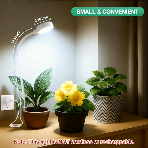 2 Pack Grow Lights, Pot Clip LED Growing Lamp for Indoor Succulents Pot Mini Small Plants,6000K White Full Spectrum with 5-Level Dimmable, Auto Timer 4/8/12/18 Hrs