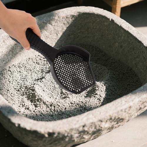 Beavorty 2pcs Cat Litter Box Scoop Set, Sturdy Plastic Slotted Poop Shovel with Small Holes for Fine Litter Sifting, Ergonomic Handle for Easy Cleaning of Cat and Reptile Waste