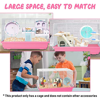 Pronetcus Hamster cage for Hamsters, Gerbils, mice, Rats, Small Guinea Pigs and Other Small Animals. - color: Pink, size: Large