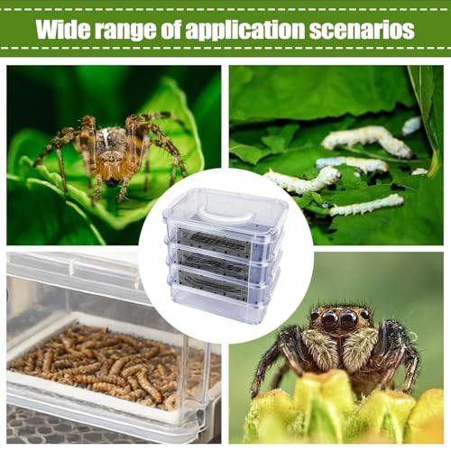 Mealworm Breeding Kit - Aluminum, Waterproof Clear Mesh Habitat, Four Layer Farm Container | Reuseable Breeding System with Zipper Handle, Indoor Outdoor Habitat for Birds, Reptiles