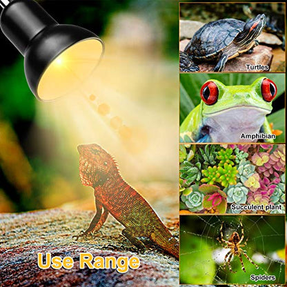 Dallfoll Reptile Heat Lamps, Turtle Lamp UVA/UVB Turtle Aquarium Tank Heating Lamps with Clamp, 360°Rotatable Basking Lamp for Reptiles Lizard Turtle