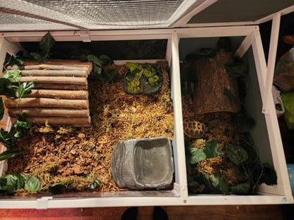 Tortoise Enclosure Indoor, Wooden Tortoise Habitat with Lamp Stand, Large Turtle Enclosure Reptile Cage with Hygrometer Thermometer, Easy Clean Open Top