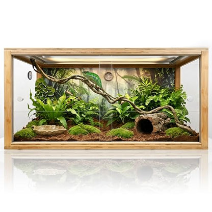50 Gallon Bamboo Reptile Enclsoure,36"x16"x18" Bearded Dragon Tank Also for Ball Python,Snake,Gecko,Turtle with Sliding Door Top Screen Ventilation,Stackable Large Reptile Terrariums - size: 36"x16"x18"