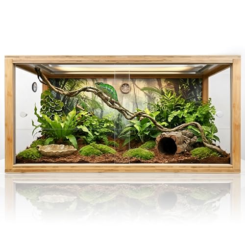 50 Gallon Bamboo Reptile Enclsoure,36"x16"x18" Bearded Dragon Tank Also for Ball Python,Snake,Gecko,Turtle with Sliding Door Top Screen Ventilation,Stackable Large Reptile Terrariums - size: 36"x16"x18"