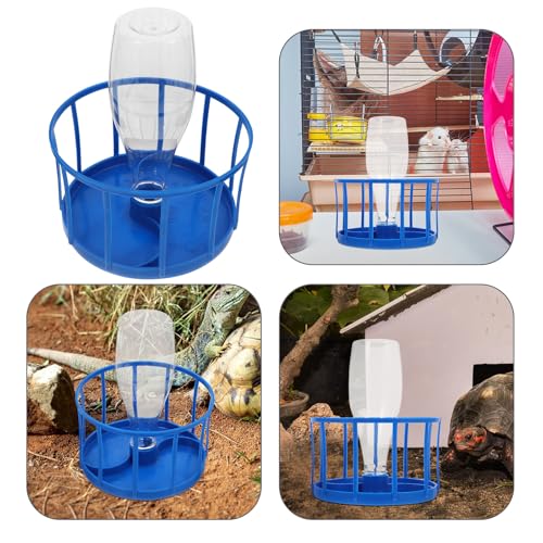 Toddmomy Automatic Reptile Water and Food Dish Bowl, Dark Blue Dual-Function Feeding Tray for Tortoises, Lizards, and Terrarium Pets with Large Capacity Water Reservoir