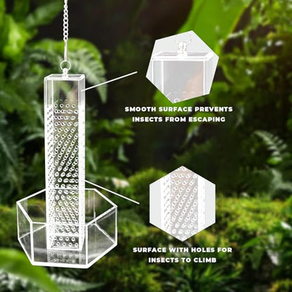 Hookable Bearded Dragon Feeder, Chameleon Feeding Bowl, Hanging Transparent Acrylic Reptile Feeder with Column for Insects to Climb, Tank Aquarium Accessories for Lizard Lguana Gecko Toad Frog - color: Transparent