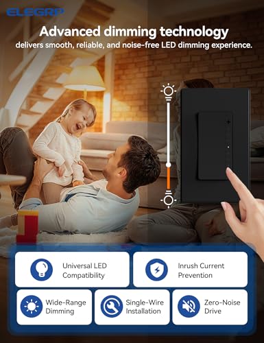 ELEGRP LEDPro™ Multi-Location Dimmer, EDM25BM Master Dimmer Light Switch for LED, Single Pole/3 Way, 1 Pack, Matte Black - color: Matte Black, size: Master