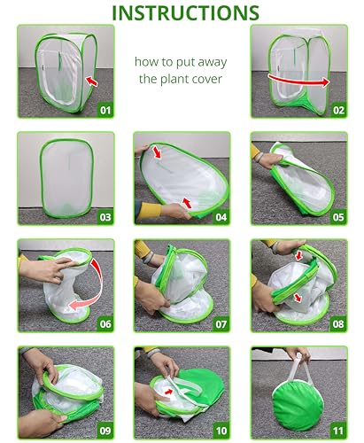 24" x 24" x 36" Pop Up Garden Mesh Plant Cover, Plant Protectors Mesh Plant Enclosure, Garden Net Cage Pest Protection Guard Tent with Storage Bag for Protect Plant Vegetable Fruit from Birds Insects - color: 24 X 24 X 36 Inch