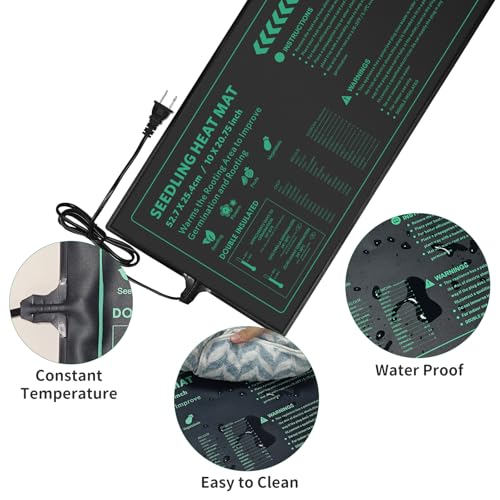 Seedling Heat Mat Durable Waterproof Plant Heating Pad 10"x 20.75" for Germination, Indoor Gardening, Greenhouse - size: 2 Pack