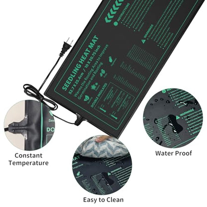 Seedling Heat Mat 4 Pack Durable Waterproof Plant Heating Pad 10"x 20.75" for Germination, Indoor Gardening, Greenhouse - size: 4 PACK