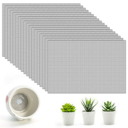 18pcs Flower Pot Hole Mesh Pad, 11.8x7.8 Inch Planter Mesh Drainage Screen, DIY Drainage Netting Pot Bottom Grid Mat Keep Soil from Flowing Away