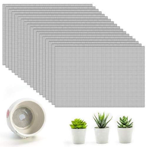 18pcs Flower Pot Hole Mesh Pad, 11.8x7.8 Inch Planter Mesh Drainage Screen, DIY Drainage Netting Pot Bottom Grid Mat Keep Soil from Flowing Away