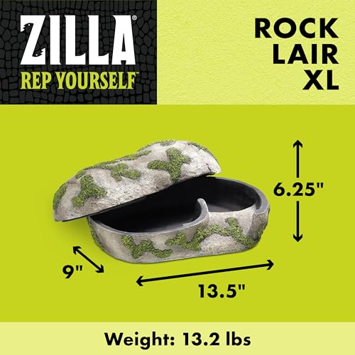 Zilla Rock Lair, Naturalistic Hide, Supports Shedding and Egg-Laying, Retains Humidity, Ideal for Snakes and Lizards, Extra Large