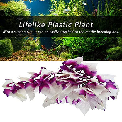BORDSTRACT Artificial Reptile Plant, Lifelike Plastic Hanging Leaves Decoration with Suction Cup for Terrarium Fish and Reptile Habitats (T-1034Q) - size: T-1034Q