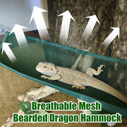 2 Pack Bearded Dragon Hammock,Breathable Mesh Collapsible Reptile Hammock Lounger Climbing Tank Accessories for Lizard Gecko Snakes Axolotls Chameleon (Green) - color: Green