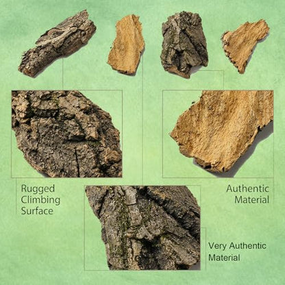 5PCS Cork Bark for Reptiles, Five Pieces Habitat Decor, Reptile Enclosure Bark Pieces, Ideal for Climbing and Hiding
