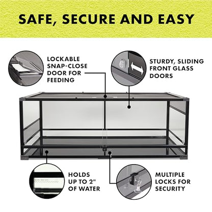 Zilla QuickBuild Reptile 65 Gallon Glass Terrarium Habitat with Sliding Door For Geckos, Snakes, Lizards, Frogs, Turtles, and Tortoises, 48" x 18" x 18" - size: 48x18x18