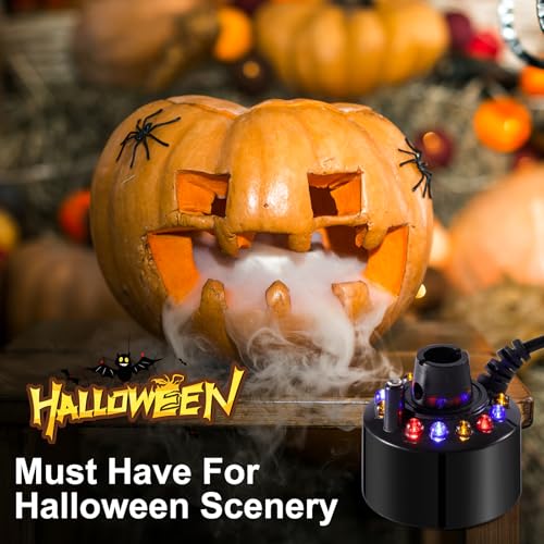 WINTS Mist Maker,12 LED Mister Fogger Water Fountain Pond Fog Machine Atomizer Air Humidifier, Fountain Mister Fogger with Splashing Guard Perfect for Fountain Pond Halloween (Black) - color: Black