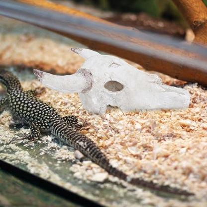 Reptile Skull Hideout Terrarium Decor Cattle Bone Resin 20.5X17X9Cm Desert Habitat Cave for Bearded Dragon Snake Turtle Tank