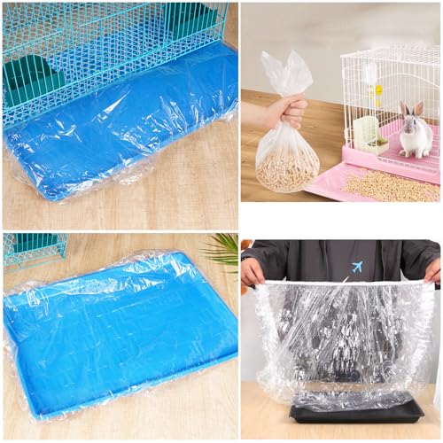 50 Pack Disposable Rabbit Litter Box Liners Disposable Rabbit Cage Cover Liner Waterproof Plastic Wrap for Guinea Pig Training Potty Tray Bunny Litter Pan Trainer Corner Pellet Bedding Toilet