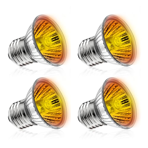 DaToo Reptile Heat Lamp Turtle Heating Light 4PCS 50W UVA UVB Heat Bulb Simulated Sunlight Basking Spot Lamp for Reptiles Lizard Amphibian Bearded Dragon Snake