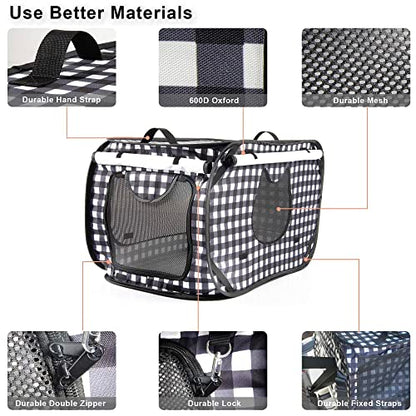Pop up Large Cat Carrier, 30'' L Kennel Soft Crates with Portable Mini Cat Carrier,Travel Littler Box, Mattress,Food Bowl,4 Stakes and Carry Bag - color: 31.5‘’L B&W Carriers Set