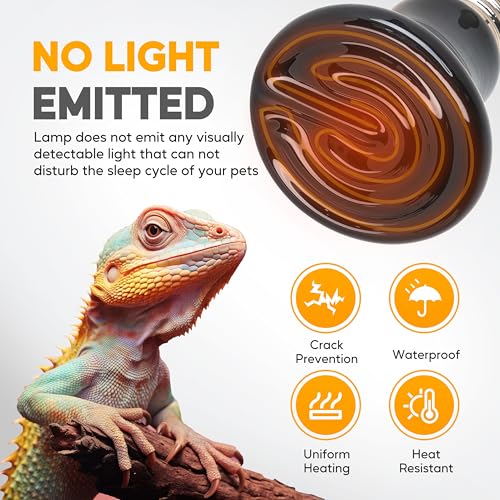 HealSmart 25W Mini Reptile Heat Lamp Ceramic Heat Emitter, No Light Emitting Heat Bulbs, Suitable for Snake/Lizard/Spider, Plant Growth and Incubating Chicken, 2-Pack - size: 25 Watts, style: D-60mm (2.36")