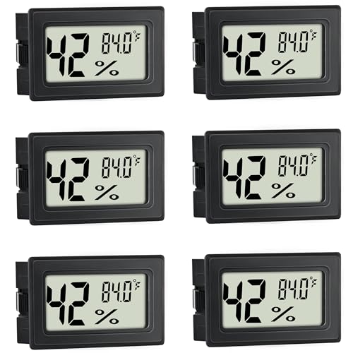 EWPJDK Mini Hygrometer Indoor Humidity Meter Hygrometer Thermometers 4 Pack Humidity Meters Gauge Hygrometer Mini Digital Thermometer Hygrometer for Humidors, Greenhouse, Garden, Cellar (6)