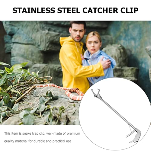 Mikikit Reptiles Snake Catcher, Stainless Steel Snake Stick Practical Snake Clamp Folding Snake Grabber with Lock Professional Snake Grabber for Garden Yard Outdoor Folding - size: 75X12CM