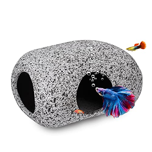Ameliade Aquarium Decorations Cave Fish Tank Accessories Rock Decor for Shrimp Cichlid Hiding Breeding Small Fish Bowl Hide Decoration Betta Hideout Stones House（Small） - size: Small (1 Piece)