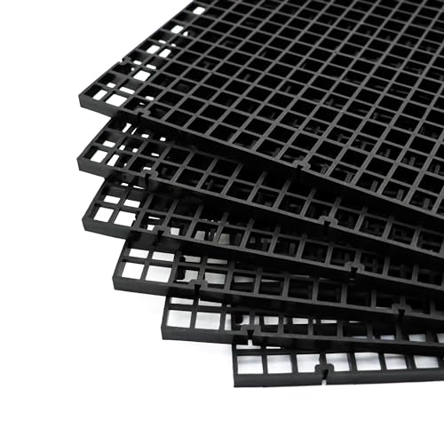 Aquarium Fish Tank Bottom Isolation 8 Pcs, Plastic Egg Crate Grid Divider Tray Egg (L 8pcs Black) - size: L 8pcs Black