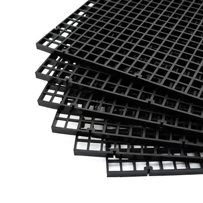 Aquarium Fish Tank Bottom Isolation 8 Pcs, Plastic Egg Crate Grid Divider Tray Egg (L 8pcs Black) - size: L 8pcs Black
