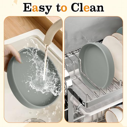BNOSDM Silicone Dog Food Plate Shallow Dog Bowl Flat Cat Dish 2 Pack Small Puppy Plates for Small Dogs and Cats Whisker Fatigue Pet Feeding Bowls for Dry and Wet Food (Light Brown) - color: 2 Pcs - (Light Brown)