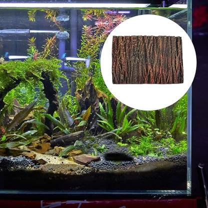 BESTYASH Aquarium Background Board and Turtle Box Decorative Board 3D Simulated Oak Bark Pu Material Ultra-Thin Landscape Panel for Reptile and Fish Tanks