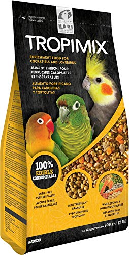 Hari Hagen Tropimix Enrichment Food for Cockatiels & Lovebirds, 2 lb. - HARI Parrot Food with Seeds, Fruit, Nuts, Vegetables, Grains, and Legumes - size: 2 Pound (Pack of 1)