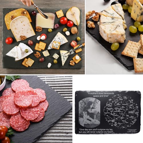 5 Pack 12 x 10 Inch Slate Cheese Boards, Black Rectangle Slate Charcuterie Boards, Natural Charcuterie Stone Plates for Parties, Gifts, and Special Events, Cheese, Sushi, Food. - size: 5 Pack 12 x 10 Inch