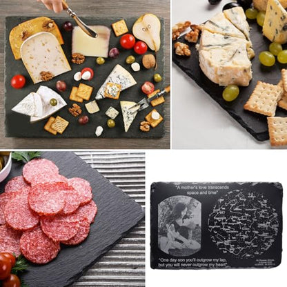 5 Pack 12 x 10 Inch Slate Cheese Boards, Black Rectangle Slate Charcuterie Boards, Natural Charcuterie Stone Plates for Parties, Gifts, and Special Events, Cheese, Sushi, Food. - size: 5 Pack 12 x 10 Inch