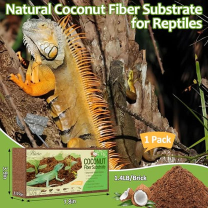 Riare 1 Pack Natural Coconut Fiber Substrate for Reptile- Premium Compressed Coconut Husk Terrarium Bedding for Reptile, Tortoise, Frogs, Snakes Hermit Crabs, Burrowing Animals - color: 1 pack