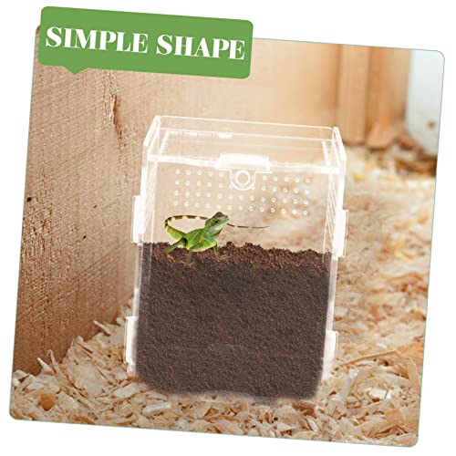 Acrylic Reptile Breeding Box Transparent Clear Feeding Terrarium for Reptiles Durable Ventilated Case for Snakes Lizards and Geckos - size: 10x8cm