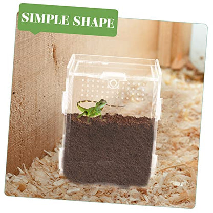 Acrylic Reptile Breeding Box Transparent Clear Feeding Terrarium for Reptiles Durable Ventilated Case for Snakes Lizards and Geckos - size: 10x8cm