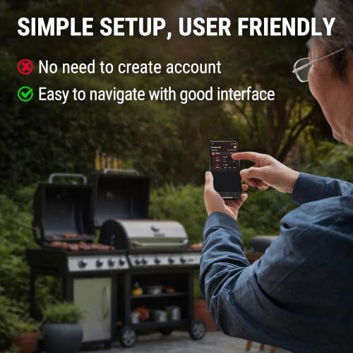 TempPro Wireless Meat Thermometer Digital for Grilling and Smoking, 2 Probes Bluetooth Meat Thermometer for Cooking Turkey Fish Beef, Rechargeable Smoker Accessories for BBQ Oven Gift for Dad - style: 2 Probes