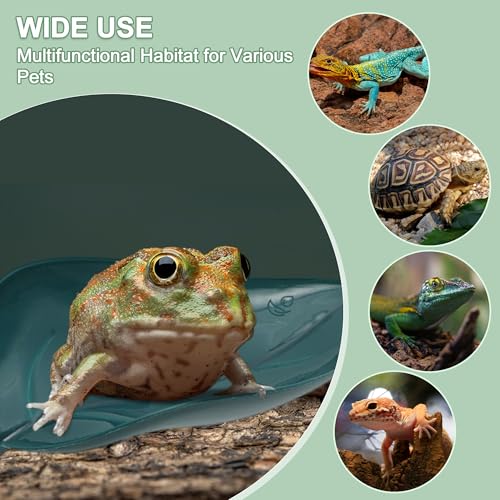 Frog Habitat Leaves, Artificial Plant Decoration with Suction Cups, Reptile Tank Decoration for Frog Lizards, Dark Blue, Green, Blue, 3 Pcs