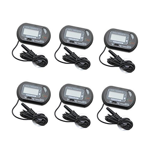 CNZ Digital LCD Thermometer for Aquarium Fish Tank Vivarium Reptile Terrarium, 6-Pack - size: 6-pack