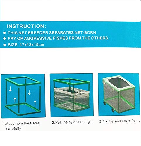 COMOK Fish Hatchery Breeder Box Aquarium Separation Net Nylon Incubator Mesh Fish Breeding Tanks Isolation Box Green Square - color: Green Square