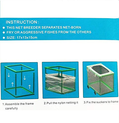 COMOK Fish Hatchery Breeder Box Aquarium Separation Net Nylon Incubator Mesh Fish Breeding Tanks Isolation Box Green Square - color: Green Square