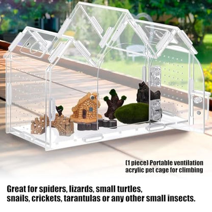 360 Degree Clear Views Reptiles Terrarium Box Ventilated Design Tanks House for Quick Maintenances and Plant Display Use Habitat House Transparent Cage Safe Enclosure Ventilated Box for