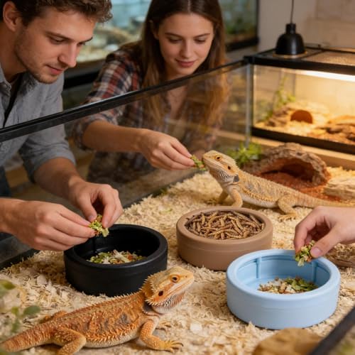Water Dish for Reptile Tank - Anti-Escape Worm Feeder,Worm Water Dish | for Gecko Bearded Dragon Lizards Hermit Crab Snail Pet Store Terrarium Tank